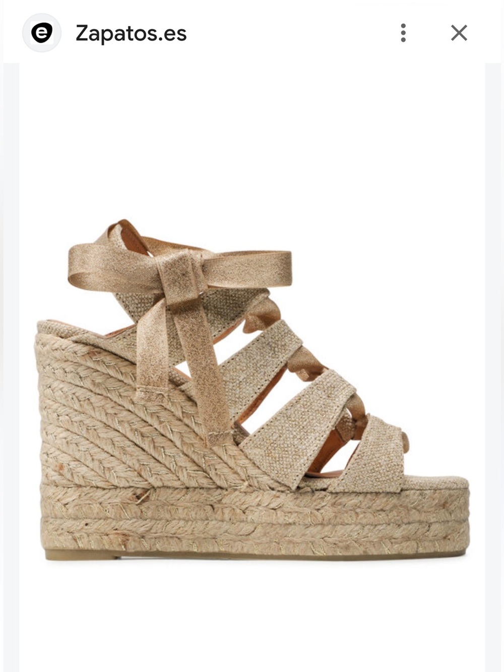 Castaner Gold Lace-Up Espadrille Wedge Sandals